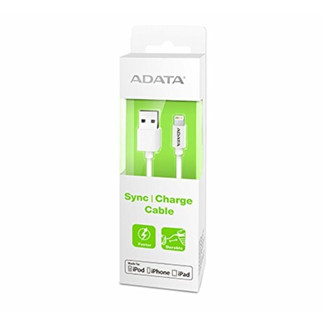 ADATA Synchronizační a napájecí kabel, USB, MFi (iPhone, iPad, iPod), bílý