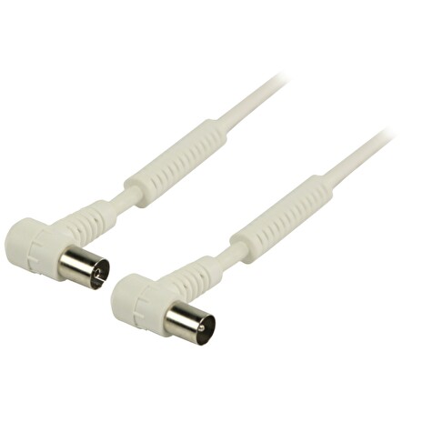 VALUELINE koaxiální anténní kabel 120dB/ koaxiální zástrčka úhlová - koaxiální zásuvka úhlová/ bílý/ 1,5m