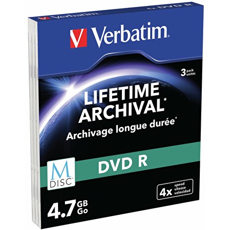 VERBATIM M-DISC DVD-R 4,7GB/ 4x/ MATT SILVER slim/ 3pack