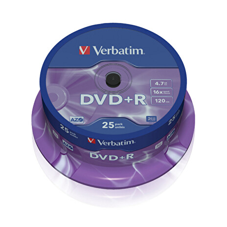 Verbatim DVD+R 4,7GB 16x, 25ks - média, AZO, spindle