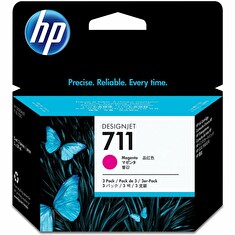 HP inkoustová kazeta 711 purpurová CZ135A originál 3-pack