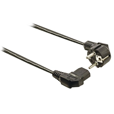 VALUELINE napájecí kabel 230V/ přípojný 10A/ úhlový konektor IEC-320-C13/ úhlová zástrčka Schuko/ černý/ 2m