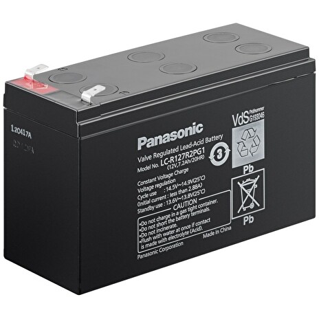 PANASONIC olověná baterie LC-R127R2PG1 do UPS AEG/ APC/ EATON/ Powerware/ 12V/ 7,2Ah/ životnost 6-9let/ Faston 250