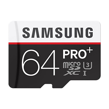 Samsung Micro SDXC 64GB Pro PLUS Class 10 - pamětová karta, až 90MB/s zápis, až 90MB/s četení, Class 10, adapter