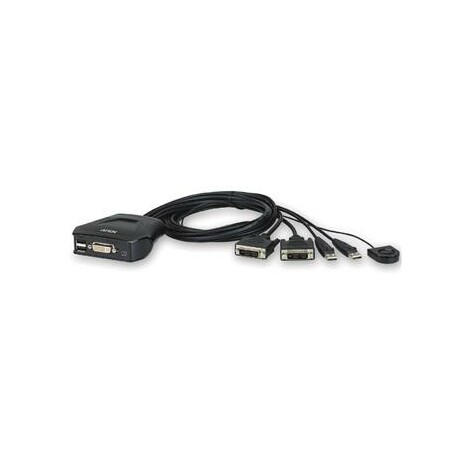 Aten 2-port DVI KVM USB mini, integrované kabely (CS-22D)