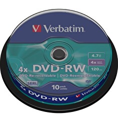 Verbatim DVD-RW 4,7GB 4x, 10ks - média, spindle