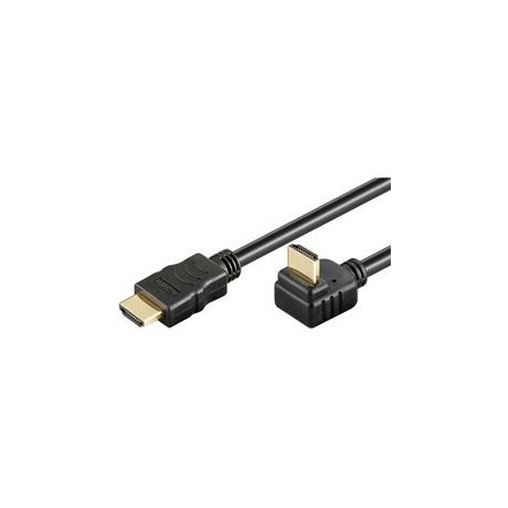 PremiumCord HDMI High Speed+Ethernet kabel, zlacený zahnutý konektor 270° 1m