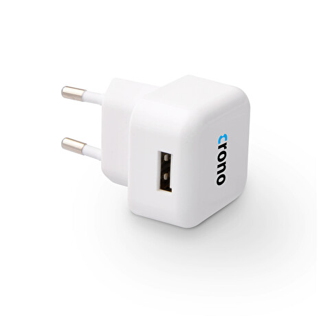 CRONO univerzální USB nabíječka/ 1x USB/ 110V-240V/ 1000 mA/ bílá