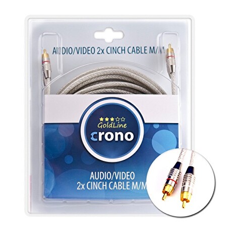 Crono kabel propojovací Cinch / Cinch - stereo, 2x Cinch (samec) / 2x Cinch (samec), vysoká kvalita, 3m