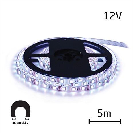 LED pásek 12V 5630 60LED/m IP20 max. 12W/m bílá studená, magnetický (cívka 5m) (Sanan čip)