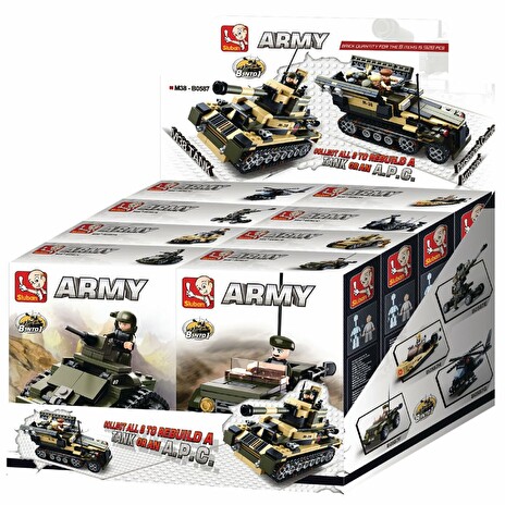 SLUBAN stavebnice Army 8-into-1 Display, 917 (kompatibilní s LEGO)