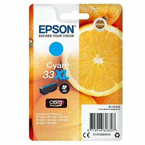 Epson inkoustová náplň/ Singlepack 33XL Claria Premium Ink/ Modrá