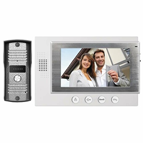 Emos videotelefon H2011, barevný 7" LCD + kamera s 1 tlačítkem, bílý