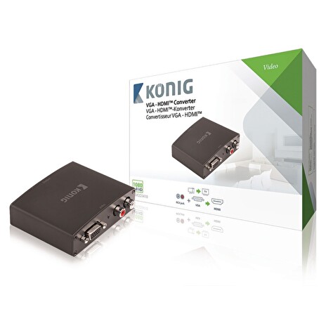 König KNVCO3410 - HDMI Převodník VGA zásuvka + 2x RCA zásuvka - HDMI Výstup Antracit