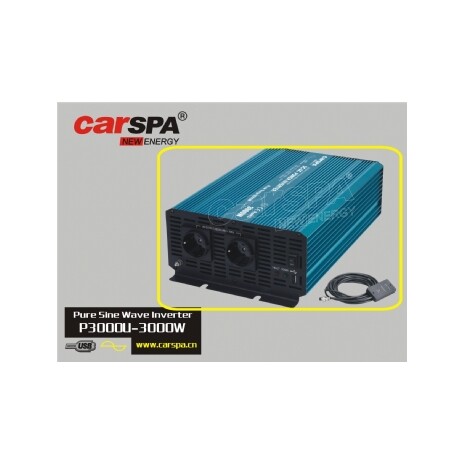 Měnič napětí Carspa P3000U-24 24V/230V+USB 3000W, čistá sinusovka