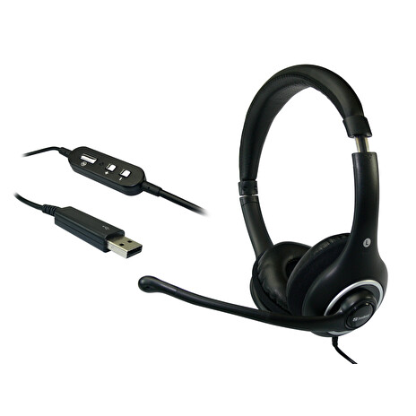 Sandberg sluchátka Plug'n Talk, mikrofon, USB, černá