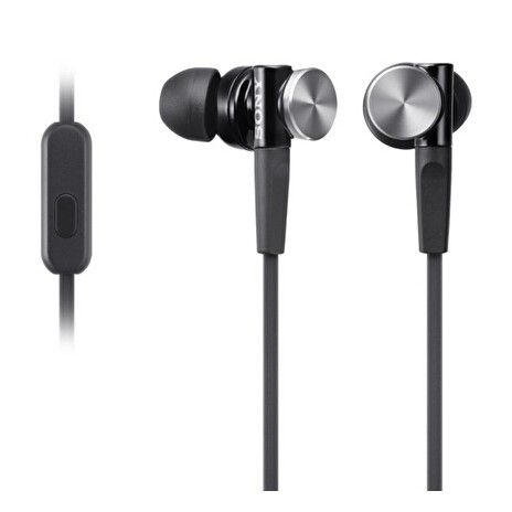SONY headset do uší MDR-XB70APB/ drátová sluchátka + mikrofon/ 3,5mm jack/ citlivost 112 dB/mW/ černo-stříbrná