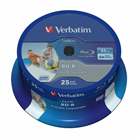 Verbatim Blu-ray BD-R DataLife [ Spindle 25 | 25GB | 6x | WIDE PRINTABLE NO ID ]