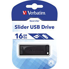 Verbatim Store & Go Slider flashdisk 16GB, čtení 10mb/s, zápis 4MB/s, černý