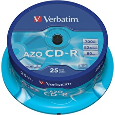 Verbatim CD-R [ cakebox 25 | 700MB | 52x | Crystal | DataLife+ AZO ]