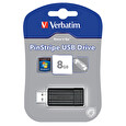 Verbatim PinStripe Series 8GB USB 2.0 flashdisk (10MB/s; 3MB/s), černý