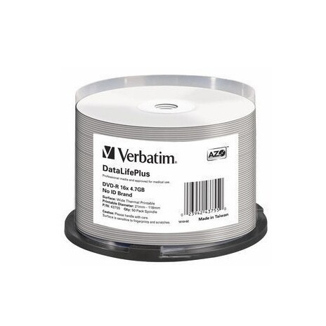 Verbatim DVD-R | cakebox 50 | 4.7GB | 16x | Thermal Printable ]