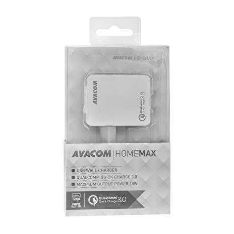 AVACOM HomeMAX síťová nabíječka Qualcomm Quick Charge 3.0, bílá