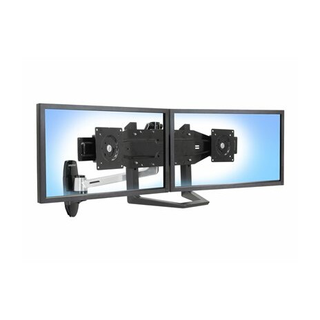 Ergotron Dual Monitor & Handle Kit - Montážní sada (rukojeť, 2 montážní konzoly, sklopné montážní rameno) pro 2 LCD displeje - černá - velikost obrazovky: až do 26" - uchytitelný na zeď - pro P/N: 45-296-026, 45-304-026