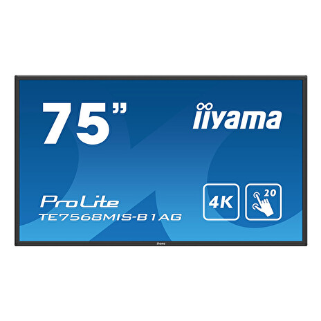 Iiyama ProLite TE7568MIS-B1AG - 75" Třída (74.5" zobrazitelný) LED displej - interaktivní komunikace - s dotyková obrazovka - 4K UHD (2160p) - přímé LED podsvícení - černá