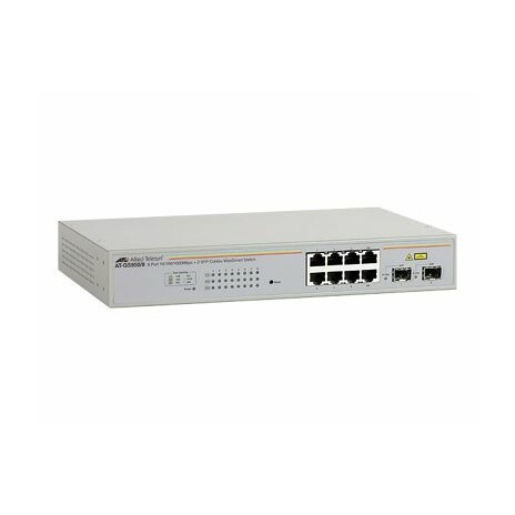 Allied Telesis AT GS950/8 WebSmart Switch - Přepínač - řízený - 8 x 10/100/1000 + 2 x sdílený SFP - desktop