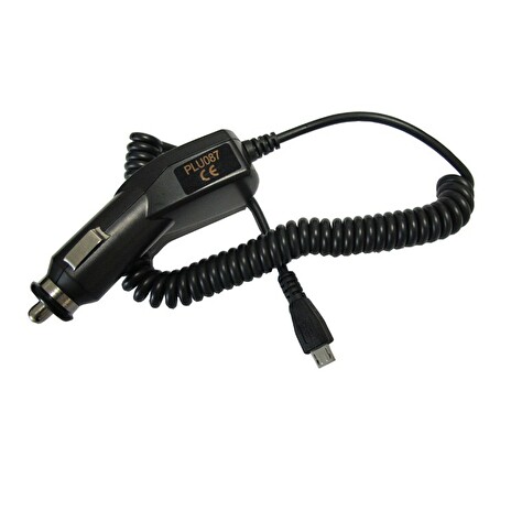 Solight DC33 USB nabíjecí autoadaptér, integrovaný kabel micro USB, 1500mA, DC 12-24V, černý