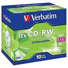 CD-RW Verbatim 700MB/80min 8 - 12x Jewel, 10-pack