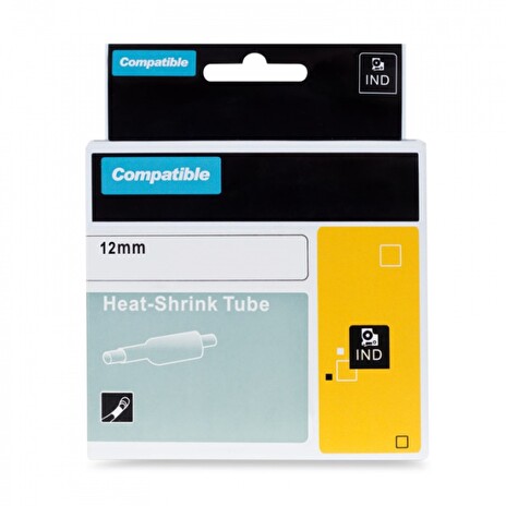 PRINTLINE kompatibilní páska s DYMO 18056, 12mm,1.5m,černý tisk/žlutý p., RHINO, bužírka