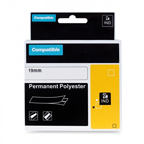 PRINTLINE kompatibilní páska s DYMO 18484, 19mm, 5.5m, černý tisk/bílý p., RHINO, polyes.