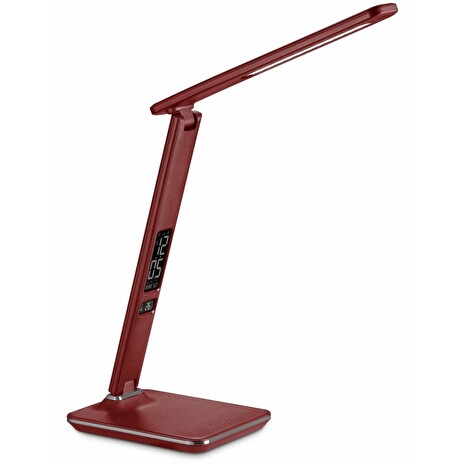 IMMAX LED stolní lampička Kingfisher/ 9W/ 450lm/ 12V/1A/ 3 různé barvy světla/ sklápěcí rameno/ USB/ červená