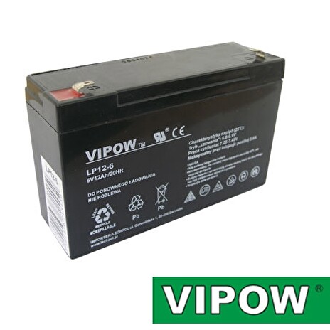 Baterie olověná 6V 12Ah VIPOW