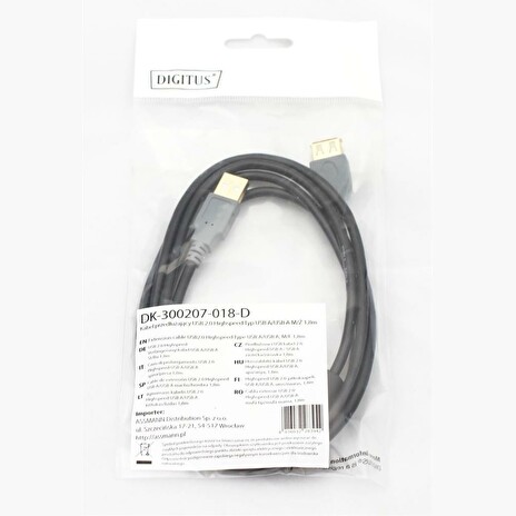 DIGITUS Premium USB2.0 prodlužovací kabel Digitus 2x stíněný, 5m, 15 LGW