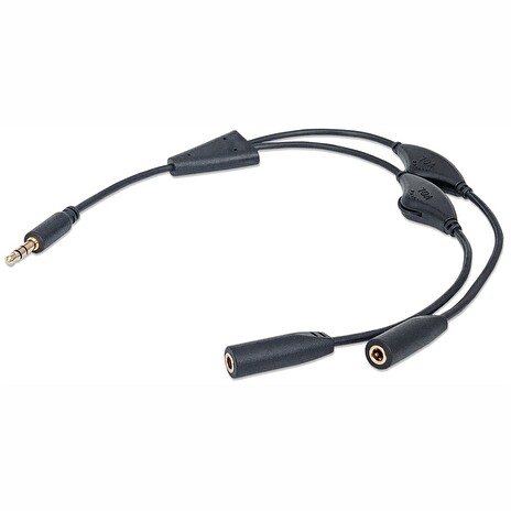 Manhattan audio rozdeľ. kabel, jack 3.5mm samec --> 2x jack 3.5mm samice, 30 cm