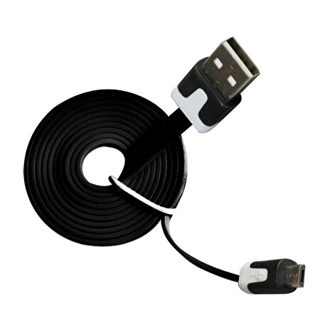 MSONIC microUSB kabel 2.0 A-B M/M 1m, Přenos a Nabíjení, plochý kabel, černý