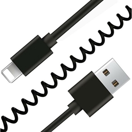 Gembird USB synchronizační a nabíjecí spirální kabel pro iPhone, 1,5 m, černá