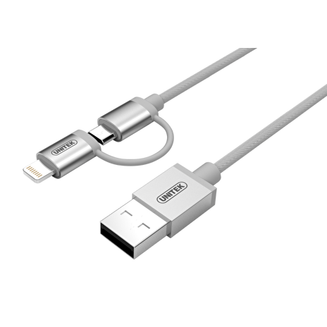 Unitek kabel Apple Lightning/ microUSB (MFI) 100cm, stříbrný; Y-C4031SL