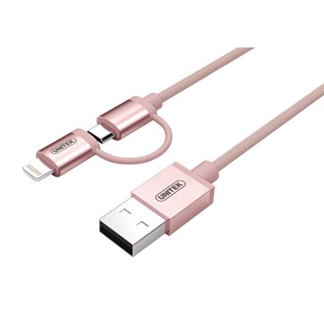 Unitek kabel Apple Lightning/ microUSB (MFI) 100cm, Rose Gold; Y-C4031RG