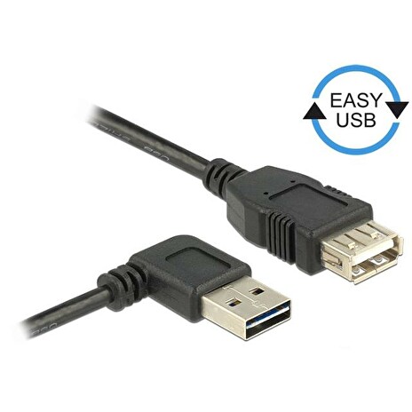 Delock Cable USB AM-AF 2.0 0.5m Black Angled Left/Right USB-A Easy-USB