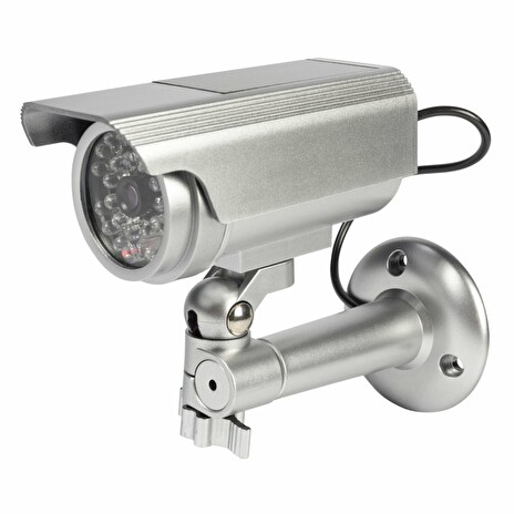 KÖNIG atrapa bezpečnostní kamery s blikající LED/ válcová/ IP44/ stříbrná
