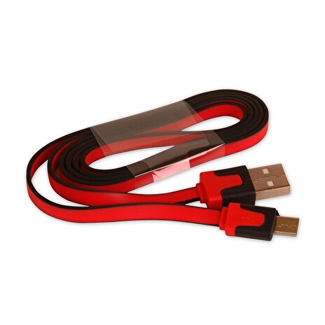 Kabel USB - Micro USB plochý červený 80 cm CPA
