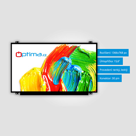 OPTIMA LCD displej - 15.6" 1366x768 30PIN Tenký Lesklý