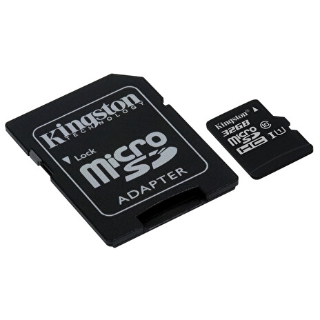 32GB microSDHC Kingston CL10 UHS-I 80R + SD adap.