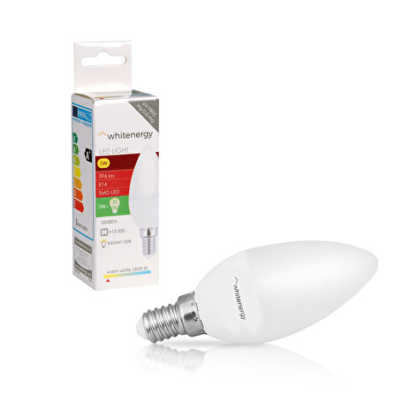 Whitenergy LED žárovka |10xSMD2835| C37 | E14 | 5W | 230V |teplá bílá| mléko