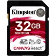 32GB SDHC Kingston Canvas React U3 V30 A1 100R/70W