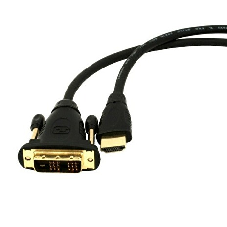Gembird kabel HDMI-DVI, zlacený., černý, 10m